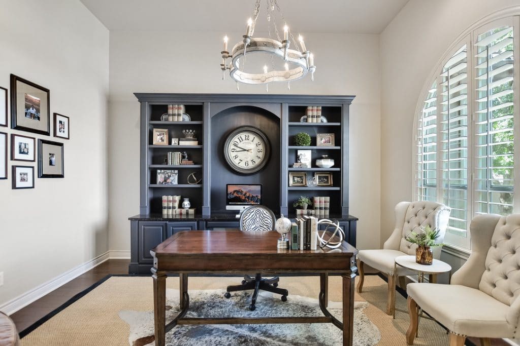 Blue cabinets in Home Office