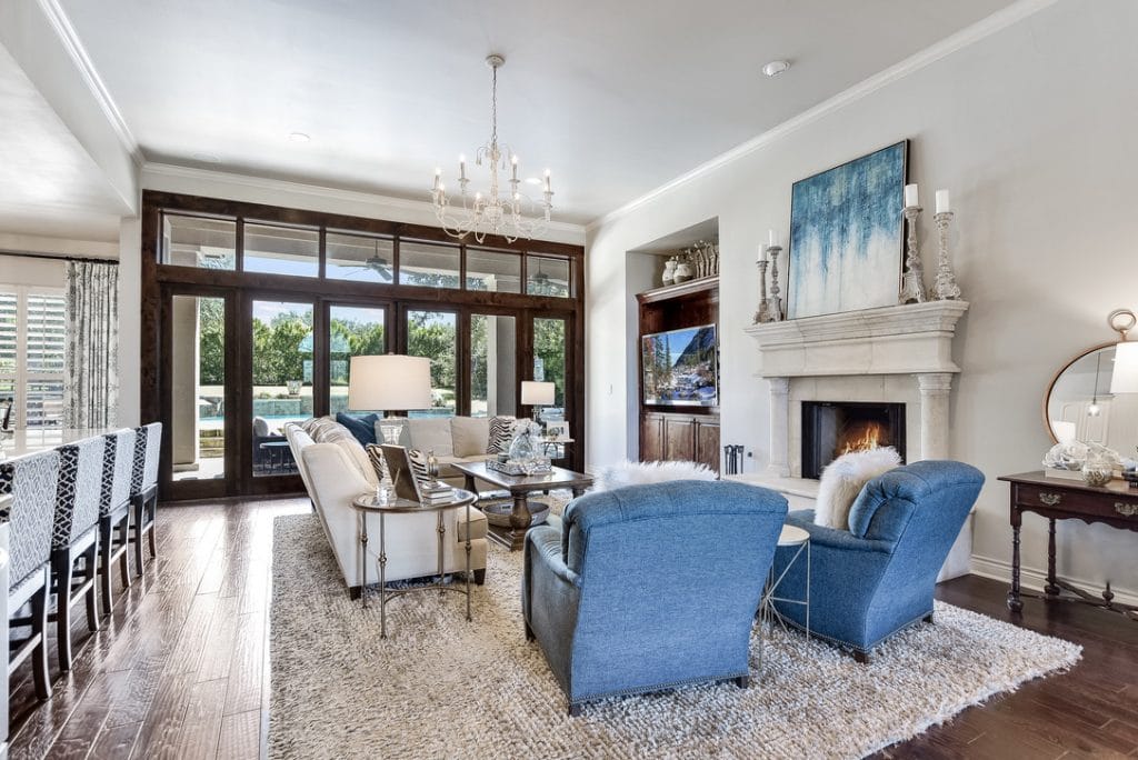 traditional family room fireplace