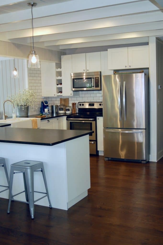 White Kitchen with black counter