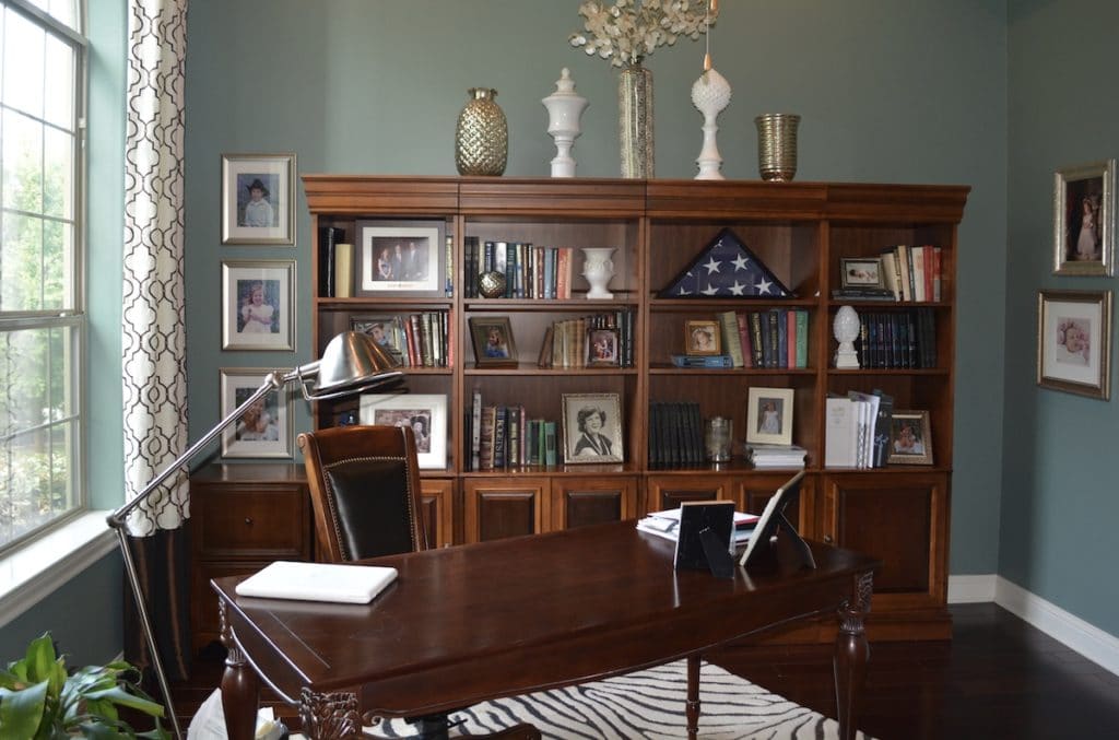 Office with Dark Bookshelves