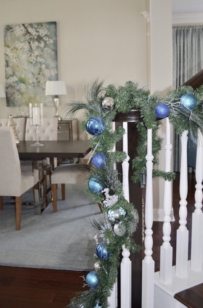 blue and silver christmas decor