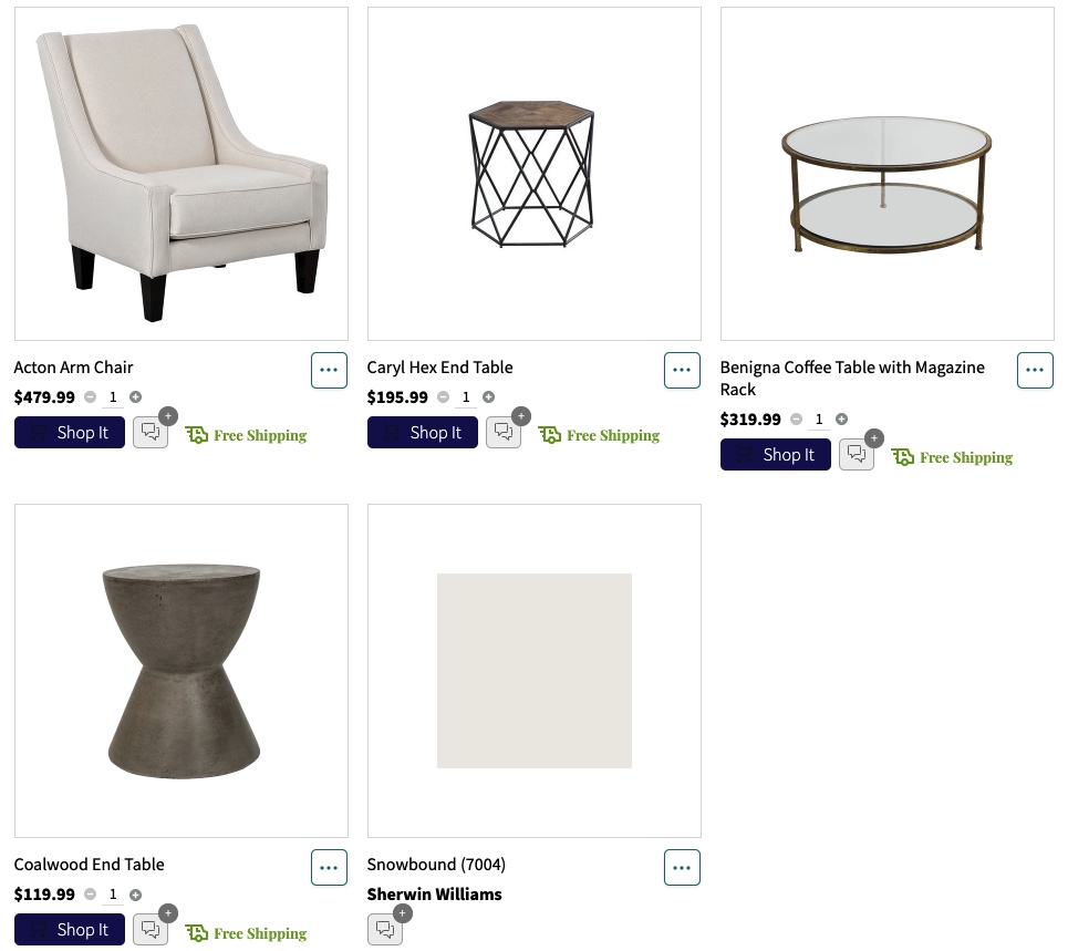 E-design cream chairs mirrored coffee table