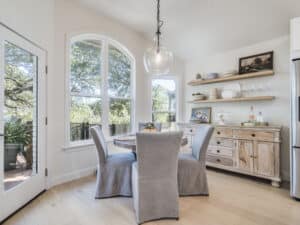 neutral space with white oak floors