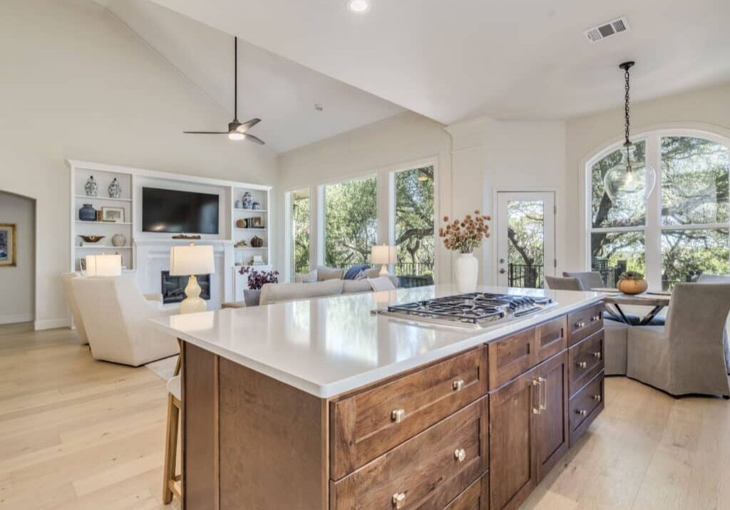 kitchen with stained island